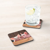 Schattigee roze biggen dierenfoto bier onderzetter (Rechterzijde)