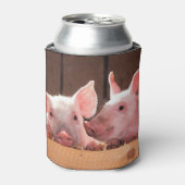 Schattigee roze biggen dierenfoto blikjeskoeler (Blikje Voorkant)