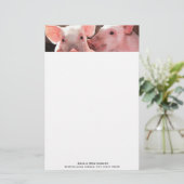 Schattigee roze biggen dierenfoto briefpapier (Staand voorkant)
