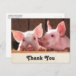 Schattigee roze biggen dierenfoto dank u briefkaart