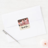 Schattigee roze biggen dierenfoto dank u vierkante sticker (Envelop)