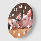 Schattigee roze biggen dierenfoto grote klok (Hoek)