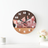 Schattigee roze biggen dierenfoto grote klok (Huis)