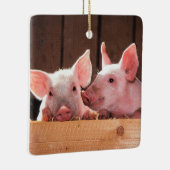 Schattigee roze biggen dierenfoto keramisch ornament (Rechts)