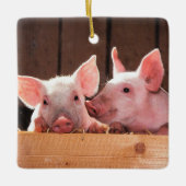 Schattigee roze biggen dierenfoto keramisch ornament (Voorkant)