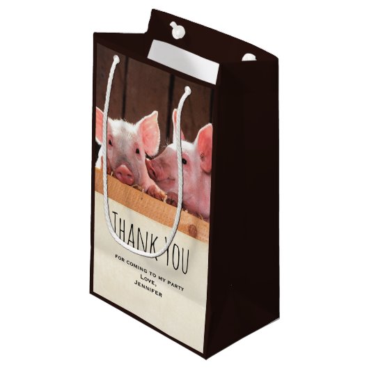 Schattigee roze biggen Dierenfoto - Party Dank u Klein Cadeauzakje (Voorkant Gekanteld)