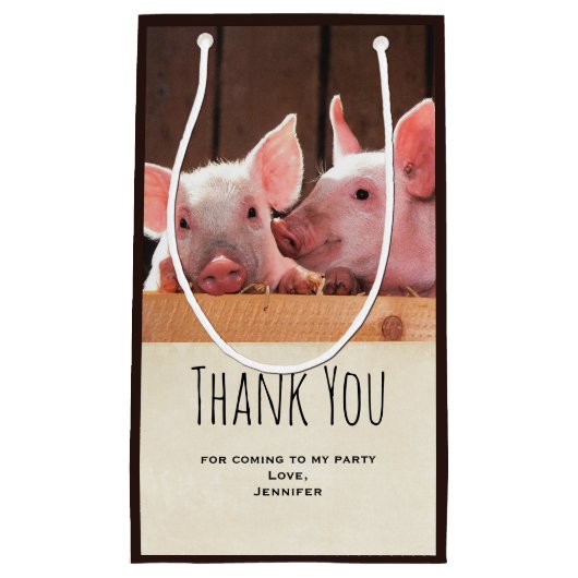 Schattigee roze biggen Dierenfoto - Party Dank u Klein Cadeauzakje (Voorkant)