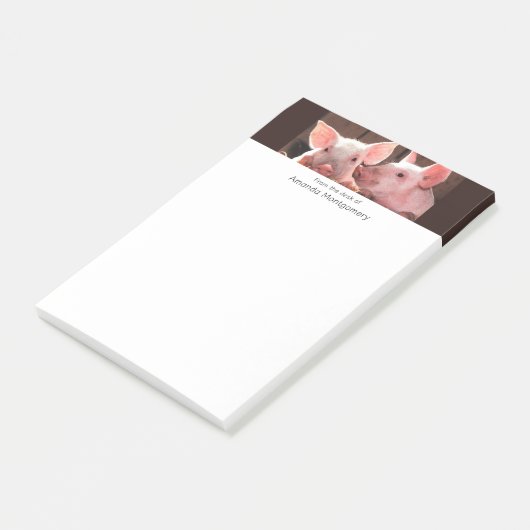 Schattigee roze biggen dierenfoto post-it® notes (Schuin)