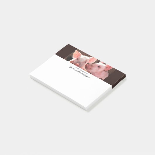 Schattigee roze biggen dierenfoto post-it® notes (Schuin)