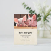 Schattigee Roze Biggen Dierenfoto Save the Date Uitnodiging Briefkaart (Staand voorkant)
