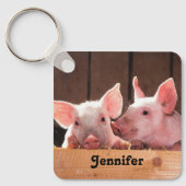 Schattigee roze biggen dierenfoto sleutelhanger (Voorkant)