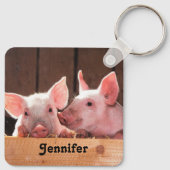 Schattigee roze biggen dierenfoto sleutelhanger (Achterkant)