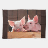 Schattigee roze biggen dierenfoto theedoek (Horizontaal)