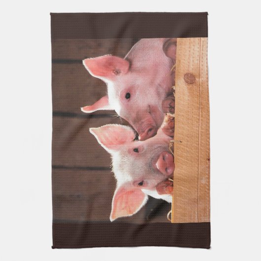 Schattigee roze biggen dierenfoto theedoek (Verticaal)