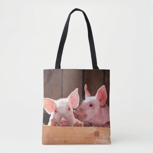 Schattigee roze biggen dierenfoto tote bag (Voorkant)
