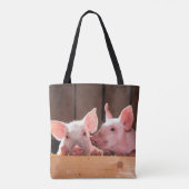 Schattigee roze biggen dierenfoto tote bag (Achterkant)