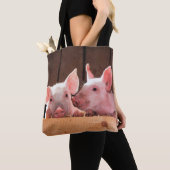 Schattigee roze biggen dierenfoto tote bag (Dichtbij)