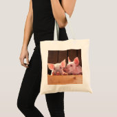 Schattigee roze biggen dierenfoto tote bag (Voorkant (product))