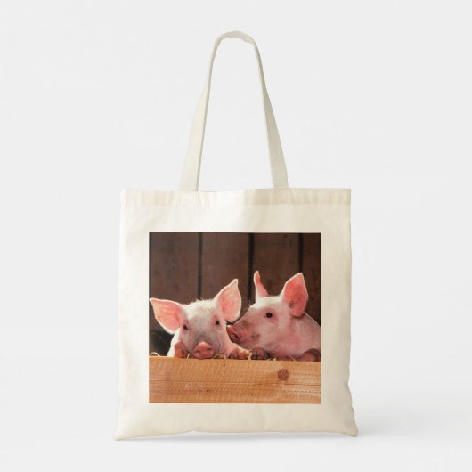 Schattigee roze biggen dierenfoto tote bag (Achterkant)