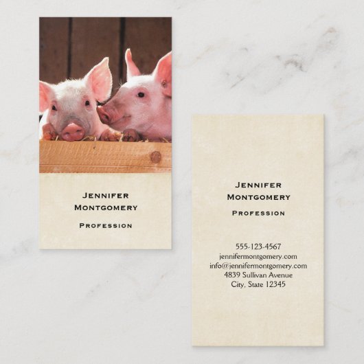 Schattigee roze biggen dierenfoto visitekaartje (Voorkant / Achterkant)