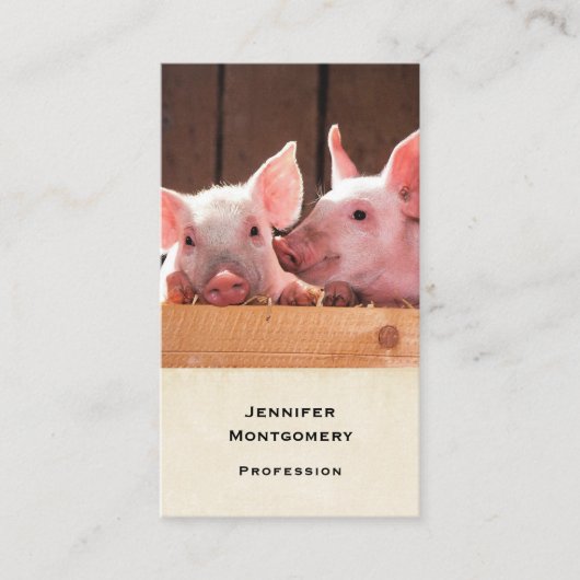 Schattigee roze biggen dierenfoto visitekaartje (Voorkant)