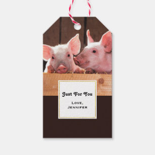 Schattigee Roze Biggetjes Dierenfoto speciaal voor Cadeaulabel