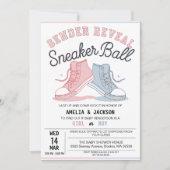 Schattigee roze blauw gender onthullen sneakerbal kaart (Voorkant)