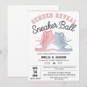 Schattigee roze blauw gender onthullen sneakerbal kaart (Voorkant / Achterkant)
