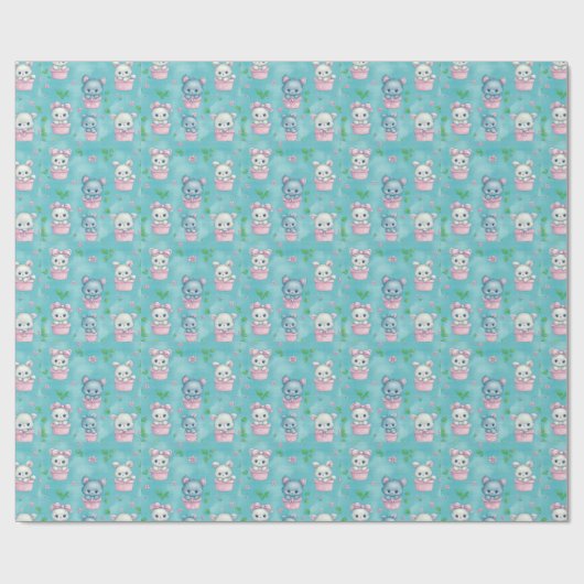 Schattigee Roze Blauwe Baby Kittens Cadeaupapier (Vlak)