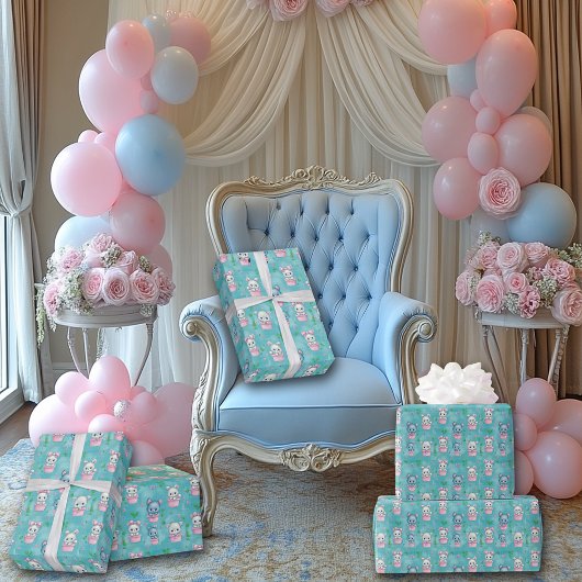 Schattigee Roze Blauwe Baby Kittens Cadeaupapier