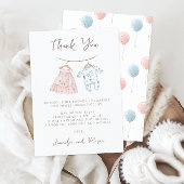 Schattigee  Roze Blauwe Babykleding Geslacht Onthu Bedankkaart