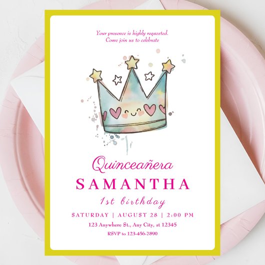 Schattigee roze blauwe kroonprinses eerste verjaar kaart