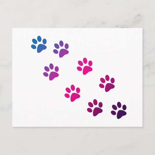 Schattigee Roze Blauwe Paarse Kitty Cat Paws Briefkaart (Voorkant)