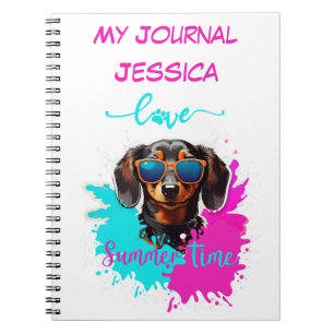 Schattigee Roze Blauwe Teckel Hond Notitieboek