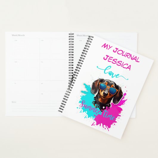 Schattigee Roze Blauwe Teckel Hond Planner (Display)