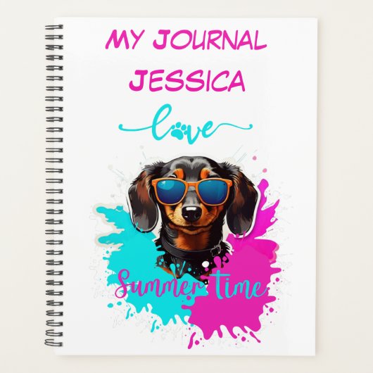 Schattigee Roze Blauwe Teckel Hond Planner (Voorkant)
