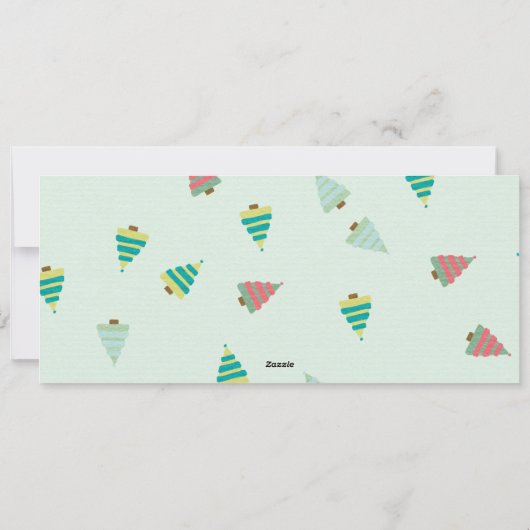 Schattigee roze Blauwgroen kerstbomen vakantiefoto Feestdagenkaart (Achterkant)