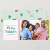 Schattigee roze Blauwgroen kerstbomen vakantiefoto Feestdagenkaart (Voorkant / Achterkant)