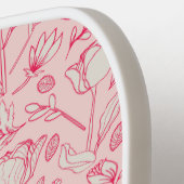 Schattigee Roze Bloemen Aangepaste Naam Pickleball Paddle (Links Detail)