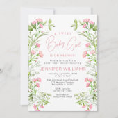 Schattigee Roze Bloemen Baby Meisje Douche Kaart (Voorkant)