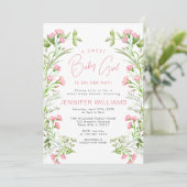 Schattigee Roze Bloemen Baby Meisje Douche Kaart (Staand voorkant)