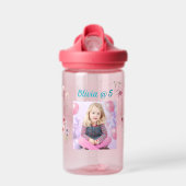 Schattigee Roze Bloemen Boog Meisje Foto Waterfles (Voorkant)