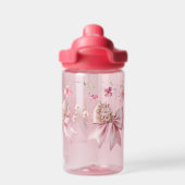 Schattigee Roze Bloemen Boog Meisje Foto Waterfles (Achterkant)