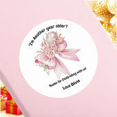 Schattigee Roze Bloemen Boog Meisje Verjaardag Ronde Sticker