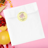 Schattigee Roze Bloemen Boog Meisje Verjaardag Ronde Sticker