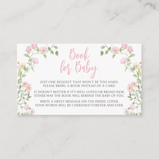 Schattigee Roze Bloemen Bow Boek voor Baby Meisje  Informatiekaartje (Voorkant)