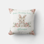 Schattigee Roze Bloemen Bunny Baby Girl Nursery Kussen (Voorkant)
