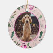 Schattigee Roze Bloemen Eerste Kerstdag Keramisch Ornament (Links)