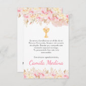 Schattigee Roze bloemen en kelk Eerste Communie Bedankkaart (Voorkant / Achterkant)