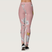 Schattigee roze bloemen en vlinder leggings (Achterkant)